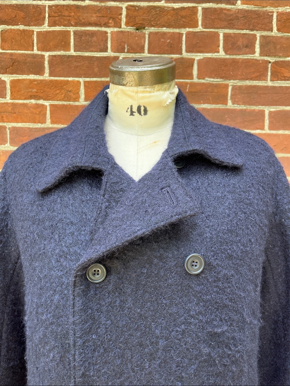 Richard James Navy Double-Breasted Pea Coat Wool Mohair Cashmere - Picture 2 of 8